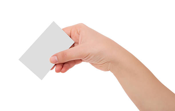istock Woman hand handle card of posture, isolated on white background 507718906