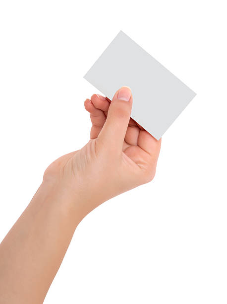 istock Woman hand handle card of posture, isolated on white background 507718968