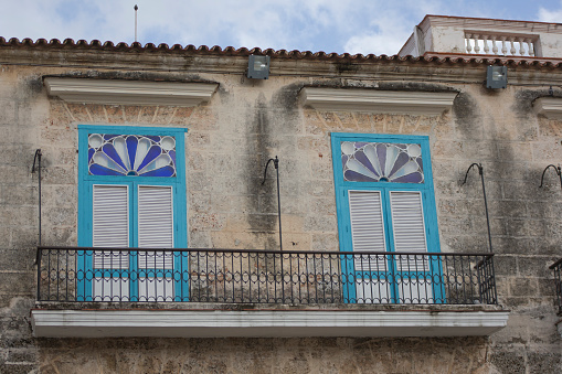 Traditional old historical building detail at havana cuba