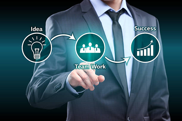 istock businessman pressing idea team work success virtual button. concept 507720994