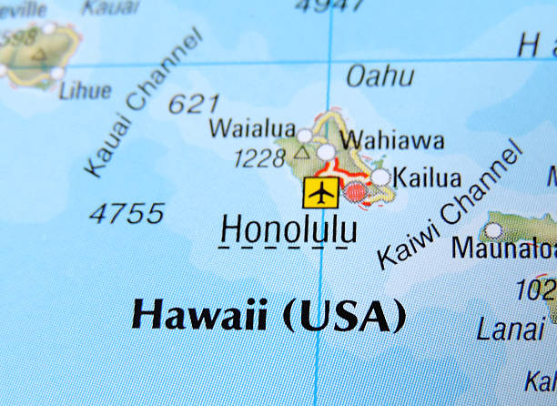 hawaii - usa road map relief map travel foto e immagini stock