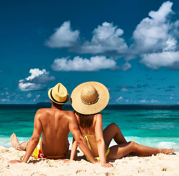 istock Couple on a beach at Seychelles 507723121