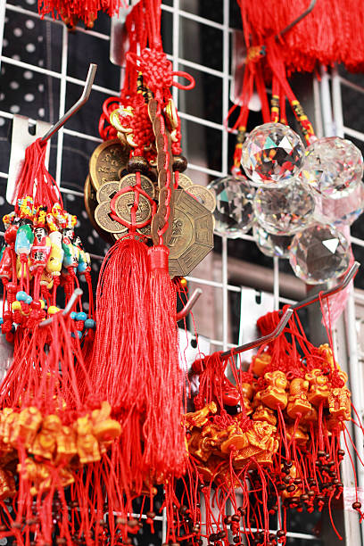istock Chinese coins with red tassel hanging. 507725243