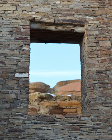 A stone window in the ruins of Chaco Culture National Historic Park.