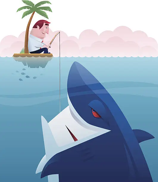 Vector illustration of fishing shark