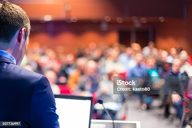 Speaker At Business Conference And Presentation Stock Photo - Download Image Now - Meeting, Convention Center, Public Speaker