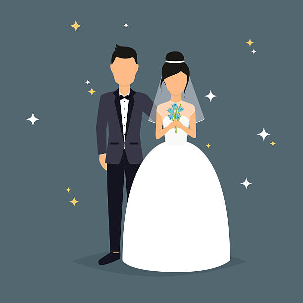 Bride and groom. Wedding design over grey background. V Bride and groom. Wedding design over grey background. Vector illustration. bride illustrations stock illustrations