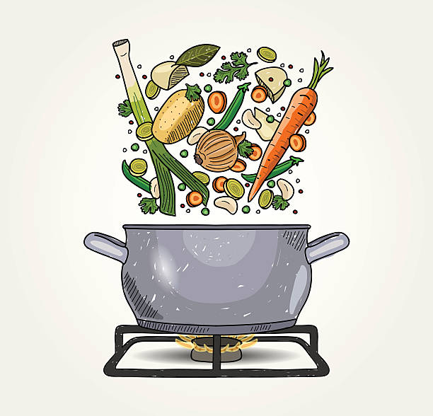 野菜スープ - cooking domestic kitchen vegetable soup点のイラスト素材／クリップアート素材／マンガ素材／アイコン素材