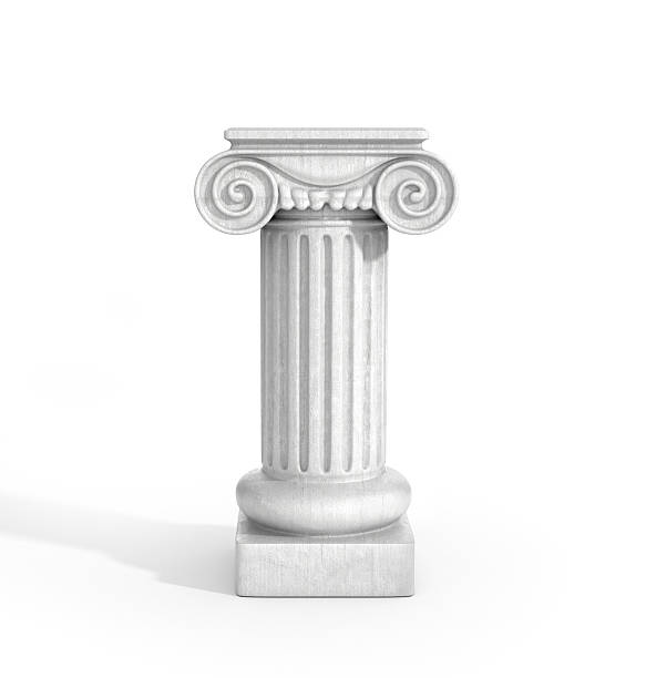 de altura, colunas dóricas pilar isolado no fundo branco. pedestal. - doric order - fotografias e filmes do acervo