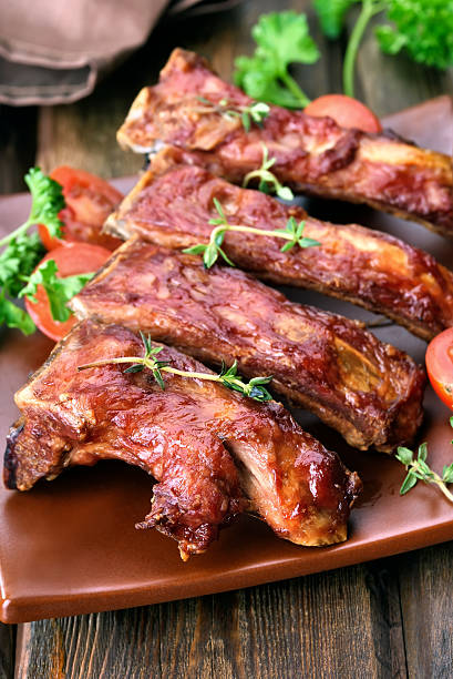 istock Roasted pork ribs on plate 507744918