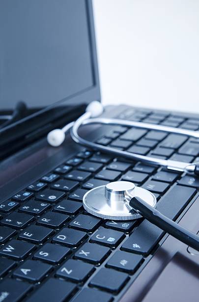istock Diagnosis and repair of computers. Stethoscope on laptop 507746559