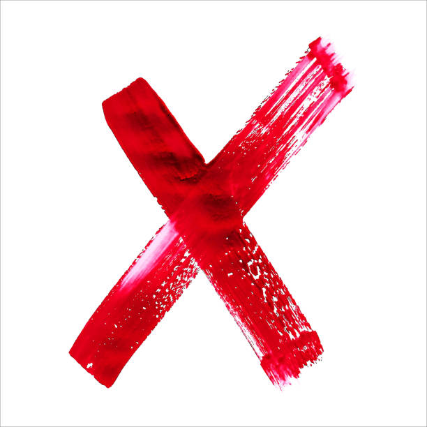 istock X - Red handwritten letter on white background. Acrylic colors. 507747489