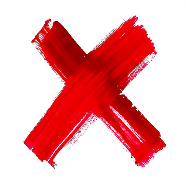istock X - Red handwritten letter on white background. Acrylic colors. 507747655
