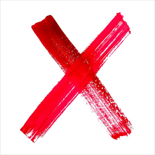 istock X - Red handwritten letter on white background. Acrylic colors. 507747743