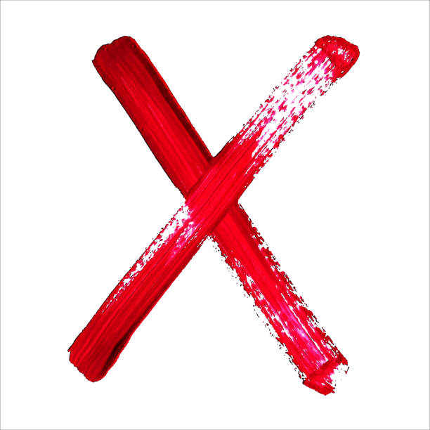 istock X - Red handwritten letter on white background. Acrylic colors. 507747897