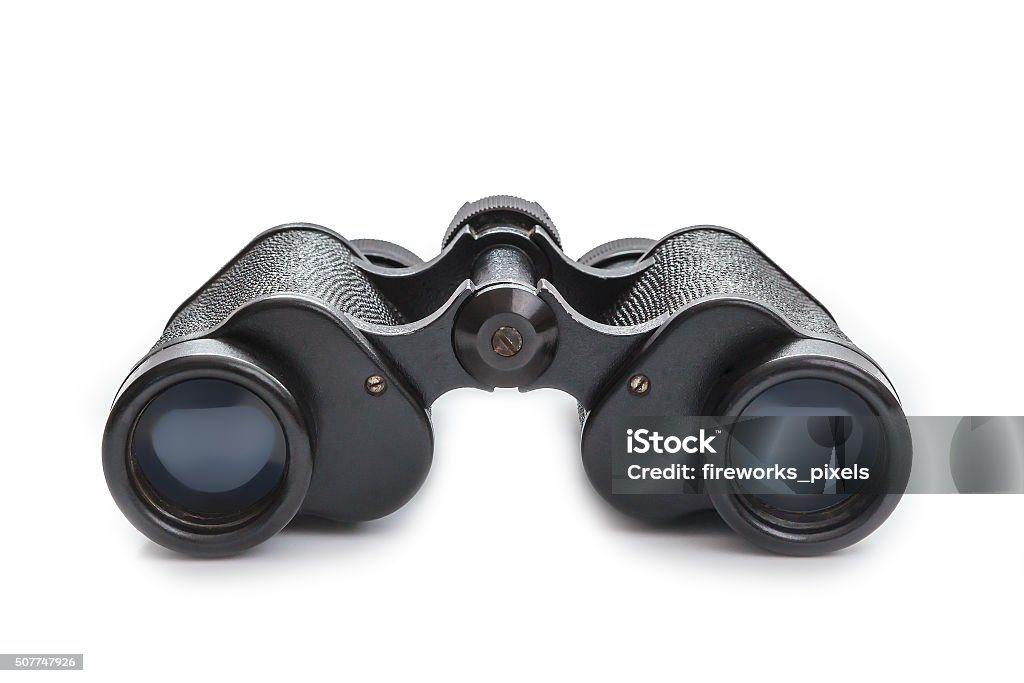 Black Binoculars Black Binoculars isolated on white Binoculars Stock Photo