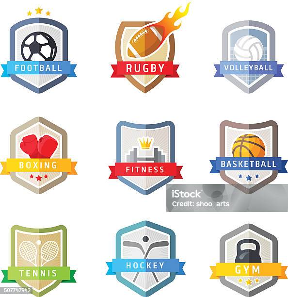 Team Emblem Examples Sport Team Emblems Shields Vector Set Stock Illustration - Download ...