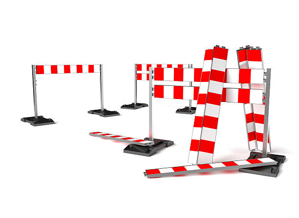 istock Traffic construction symbol, mobile barricade isolated on white. 507748730