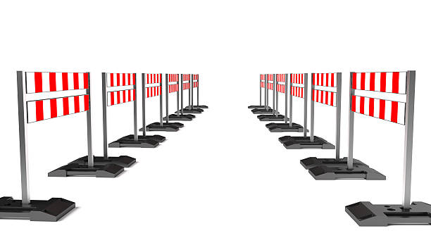 istock Traffic construction symbol, mobile barricade isolated on white. 507748754