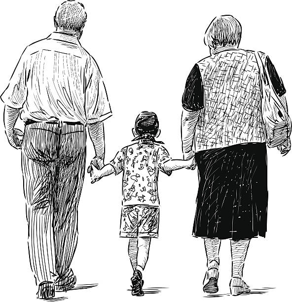 ilustrações de stock, clip art, desenhos animados e ícones de avós e o neto - grandparent