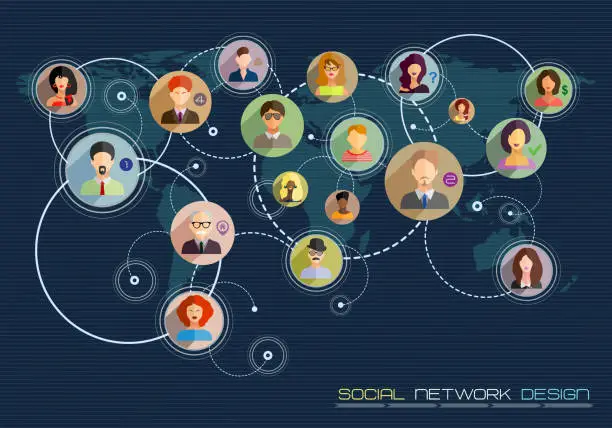 Vector illustration of Social network concept. Flat design for web sites and infographi
