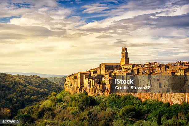 Tuscany Pitigliano Medieval Village Panorama Landscape Italy Stock Photo - Download Image Now