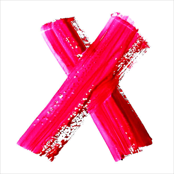istock X - Red handwritten letter on white background. Acrylic colors. 507749307