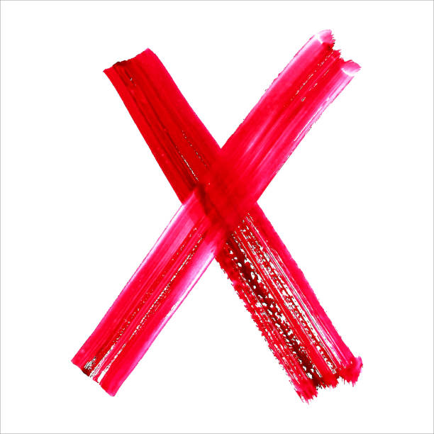 istock X - Red handwritten letter on white background. Acrylic colors. 507749461