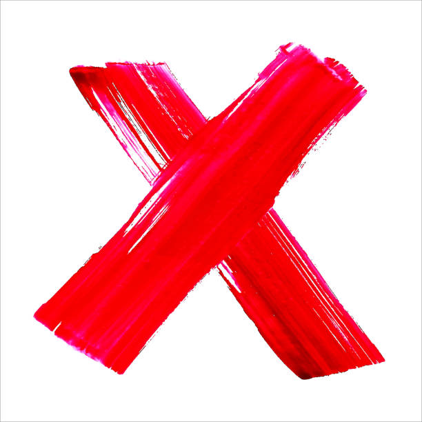 istock X - Red handwritten letter on white background. Acrylic colors. 507749581