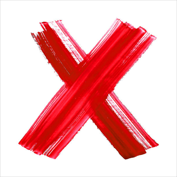 istock X - Red handwritten letter on white background. Acrylic colors. 507749647