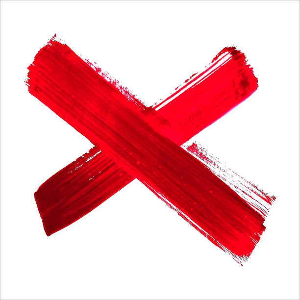 istock X - Red handwritten letter on white background. Acrylic colors. 507749689