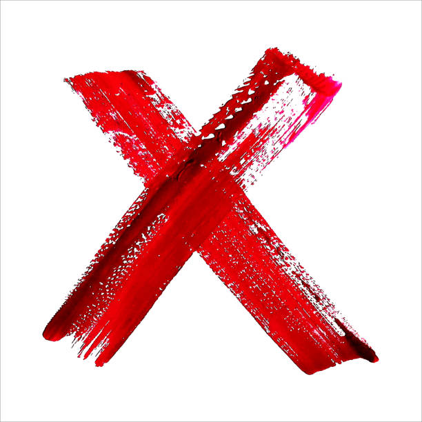 istock X - Red handwritten letter on white background. Acrylic colors. 507749829