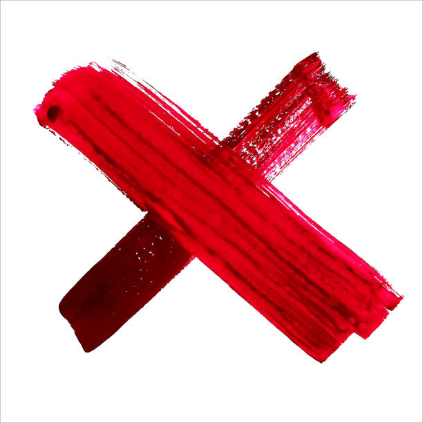 istock X - Red handwritten letter on white background. Acrylic colors. 507749883