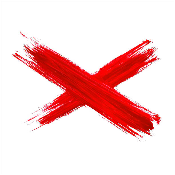 istock X - Red handwritten letter on white background. Acrylic colors. 507749937