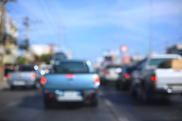 istock Blurry de-focused traffic jam in the city. 507750866