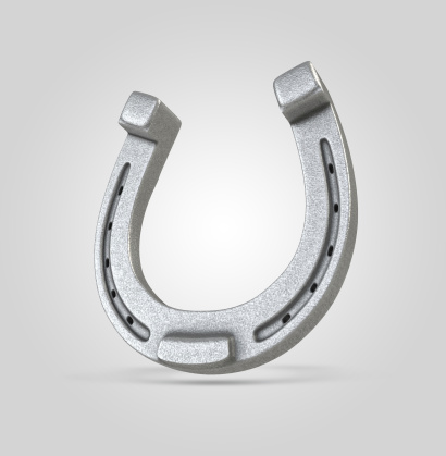 silver horseshoe, 3d metallic object isolated on white background
