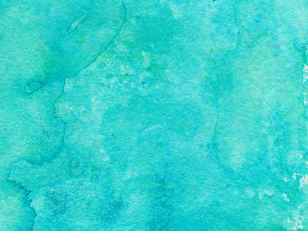 istock Hand painted bright turquoise blue background with texture 507751444