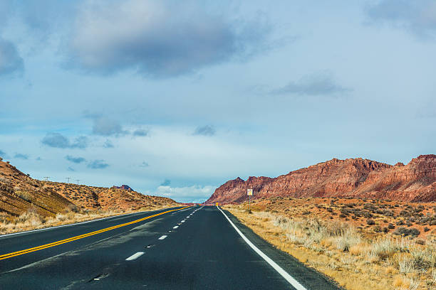 istock Perfectly smooth America highway across the endless desert 507751476
