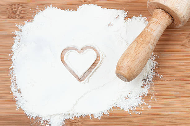 istock herart-shaped white flour on wooden table 507752398