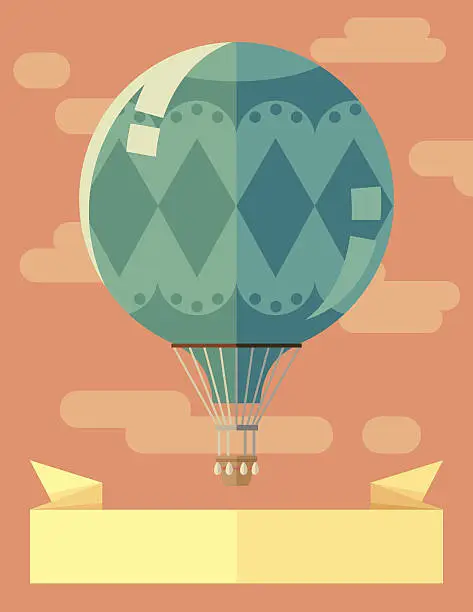 Vector illustration of Hot Air Balloon - Sunset