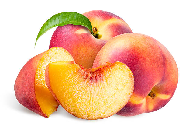 istock Peach. Fruits with leaf isolated on white background 507754163