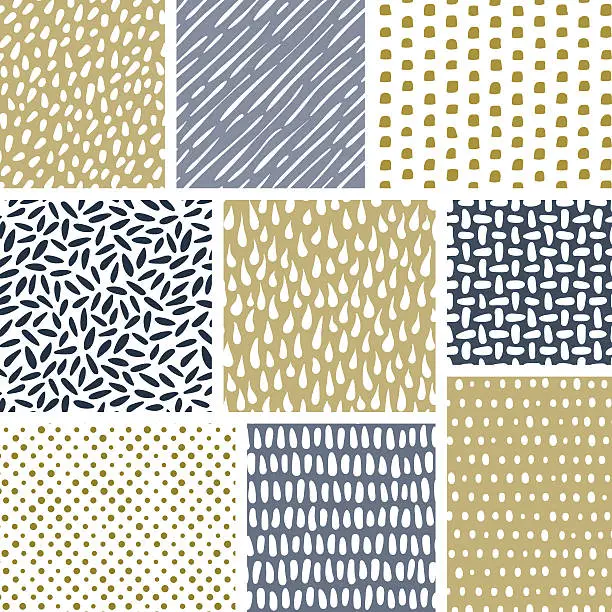 Vector illustration of Set of abstract hand drawn textures. Vector seamless patterns