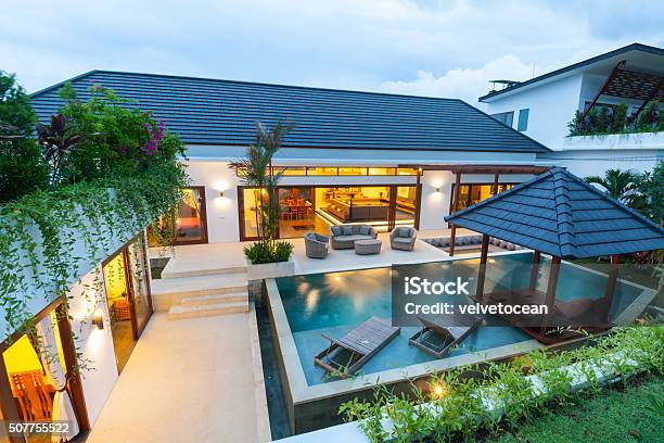 Modern Tropical Villa Stock Photo - Download Image Now - Swimming Pool, Luxury, Residential Building