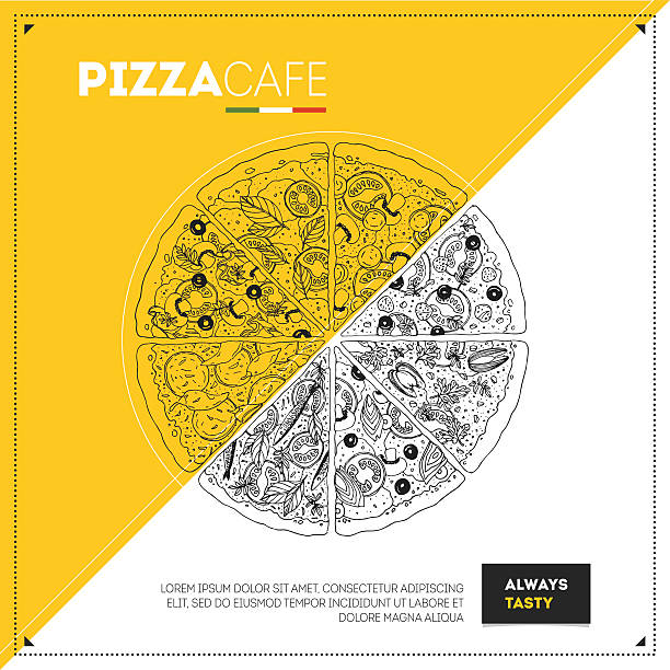 ilustrações, clipart, desenhos animados e ícones de modelo de design de pizza. tipo de pizza. ilustração vetorial - olive olive tree italy italian culture