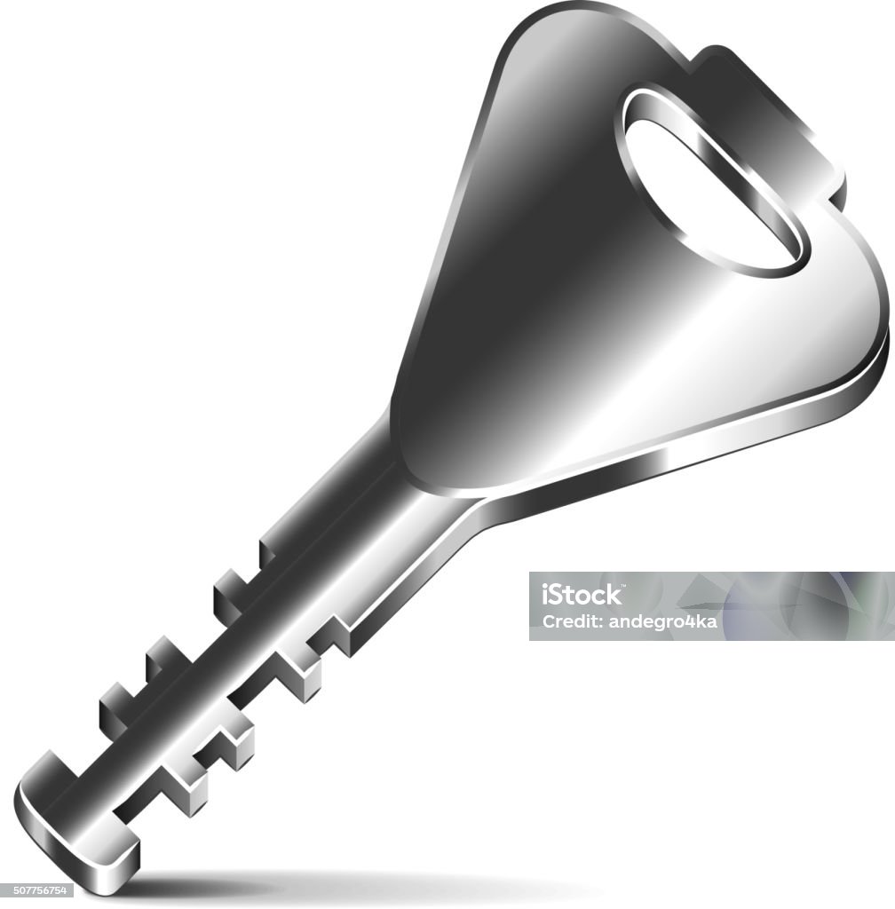 Small Silver Key Isolated On White Vector Stock Illustration - Download ...