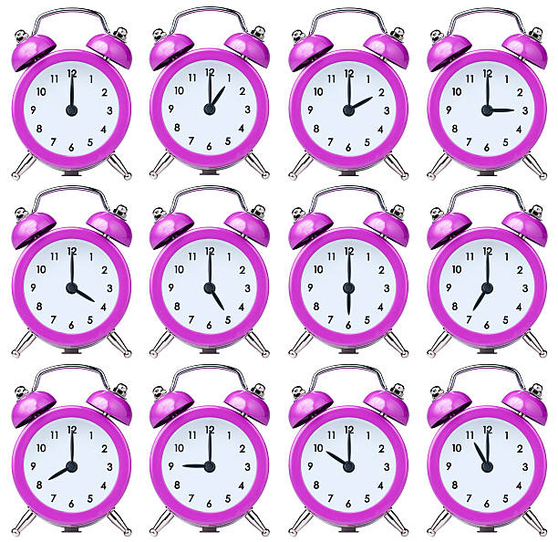istock Vintage clock alarms isolated one for each hour 507757134