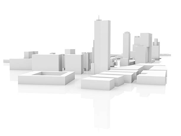 istock Abstract cityscape model isolated on white, 3d 507757874