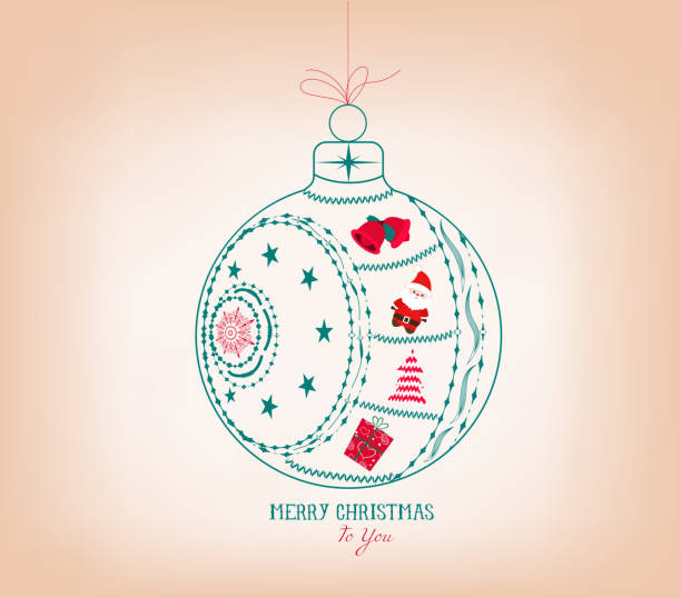 ilustraciones, imágenes clip art, dibujos animados e iconos de stock de merry christmas ornament - christmas card christmas greeting card 2013