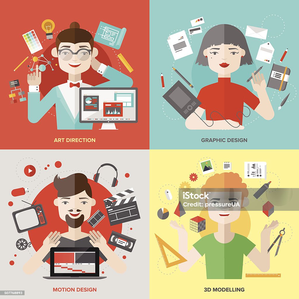 Design Occupations Arts And Design Occupations Flat Illustrations Stock Illustration ...