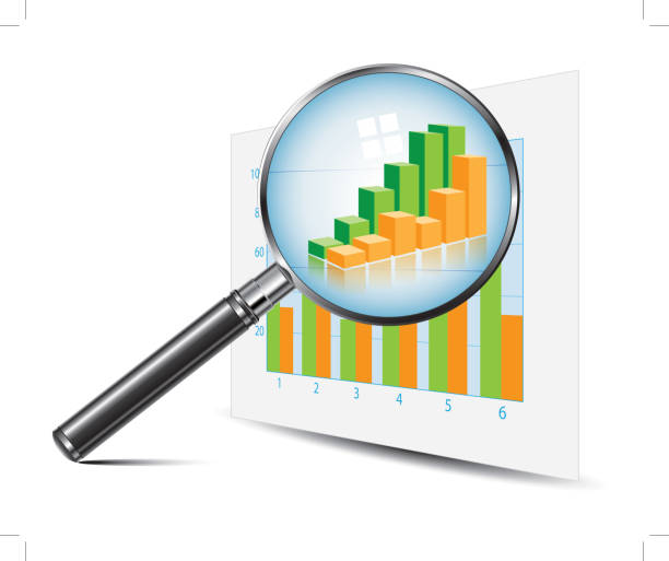 analyzing graphic - three dimensional shape low scale magnification orange business stock-grafiken, -clipart, -cartoons und -symbole